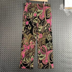 Softwear Petite by Mark Singer Black Multi Color Paisley Floral Pants‎ Women's M